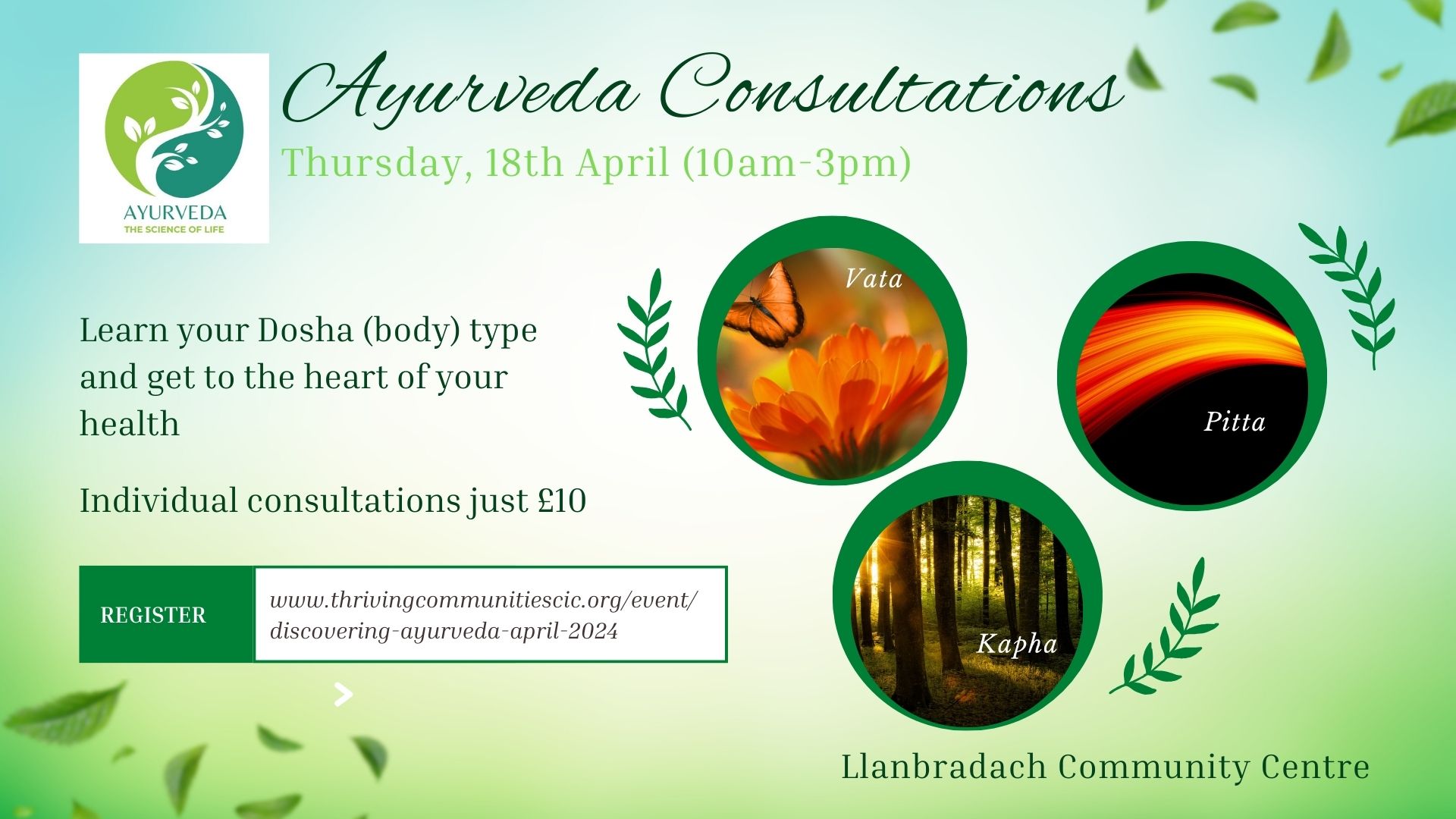 Ayurveda Consultations April 2024 Llanbradach