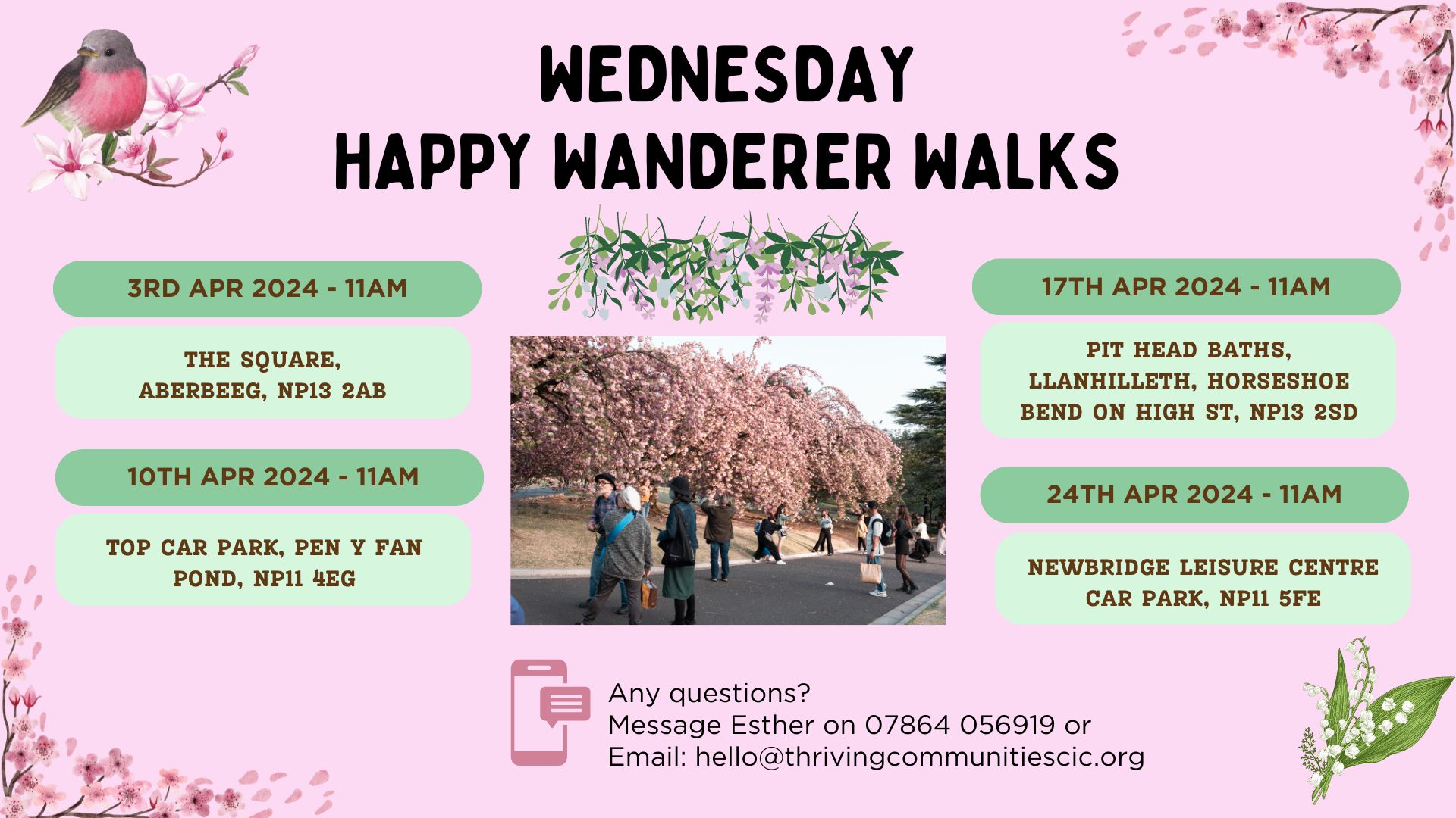 Wednesday Wanderer Walks - April 2024 Schedule