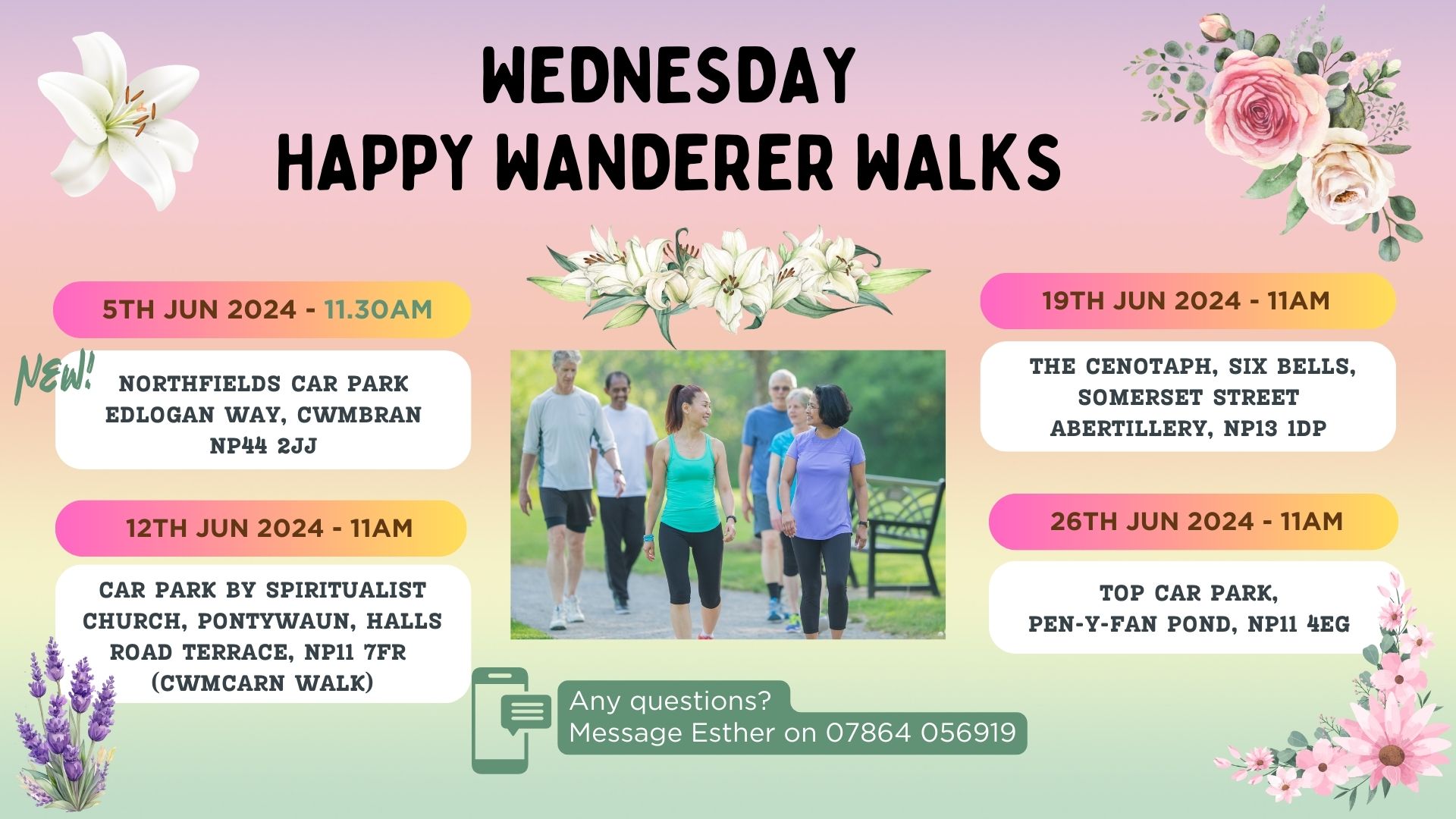 Wednesday Happy Wanderer Walks Schedule June 2024