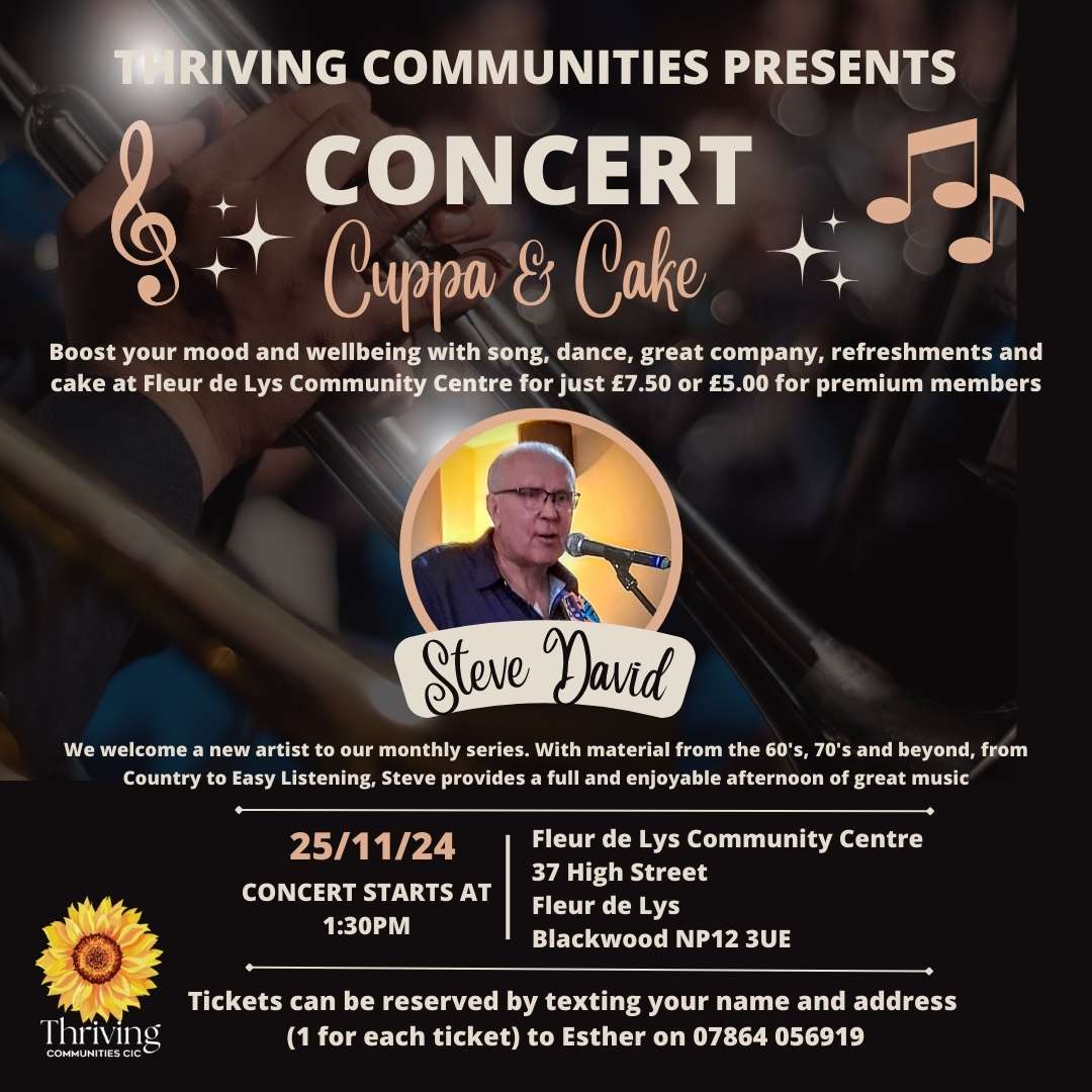 Concert Cuppa and Cake November 2024 at Fleur de Lys Community Centre