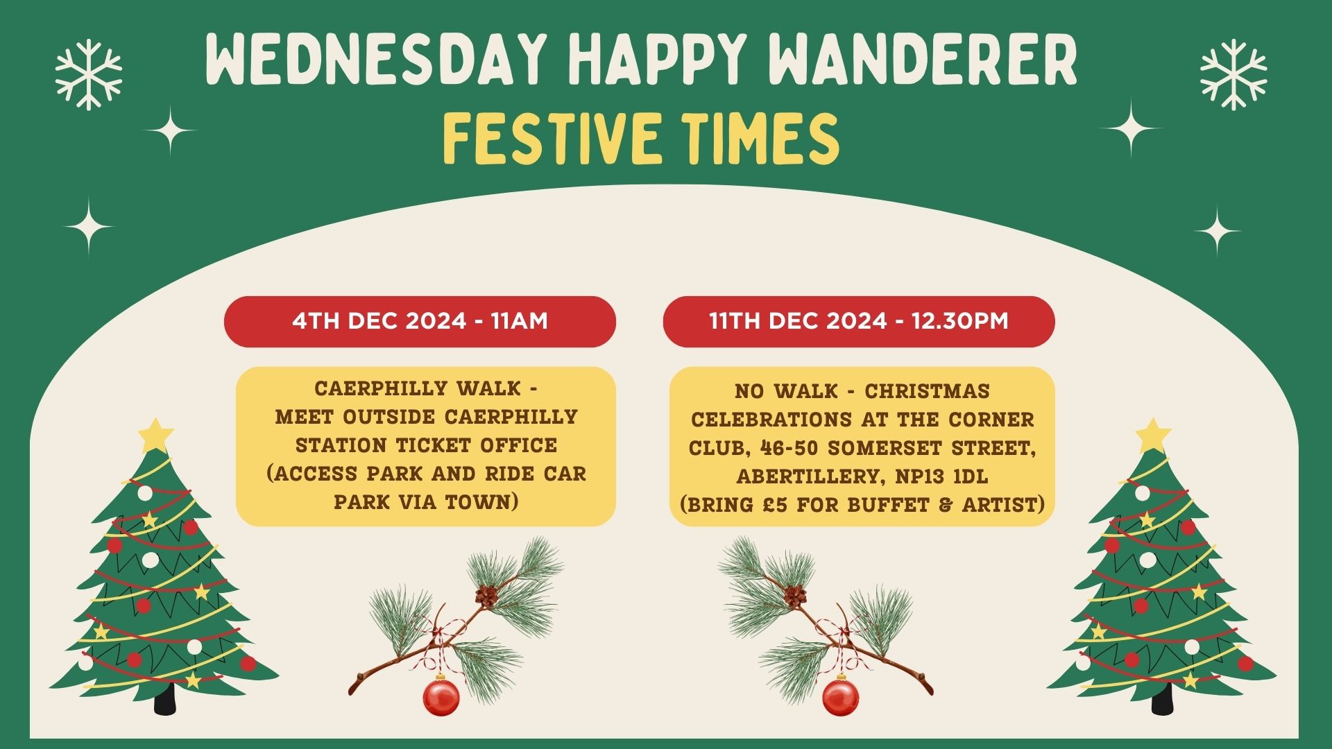 December 2024 Wednesday Wanderer Walk Schedule